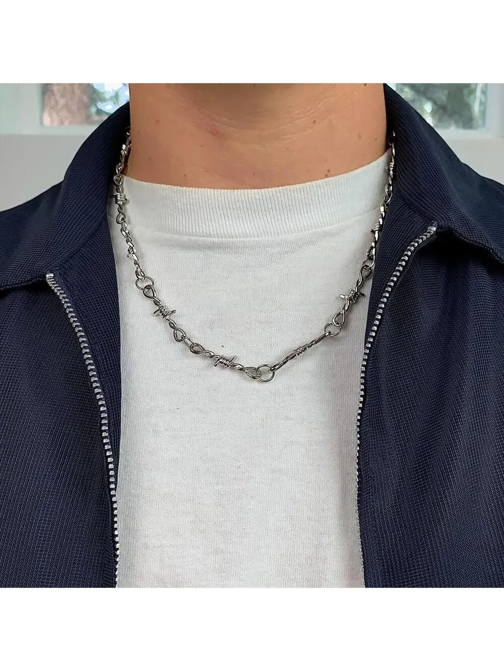 Cyber Y2k barbwire opium punk style necklace. Cool design. Nice quality. Chain